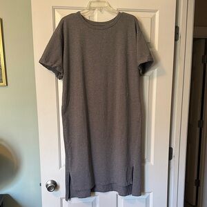 Eileen Fisher Charcoal Gray Short Sleeve Midi Dress